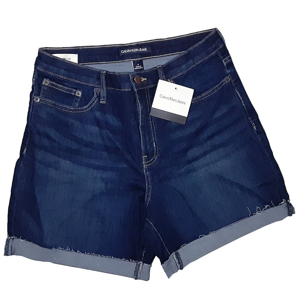 CK Calvin Klein Jeans sz:6 Women's Roll Cuff Denim Cotton Shorts Pacific Blue